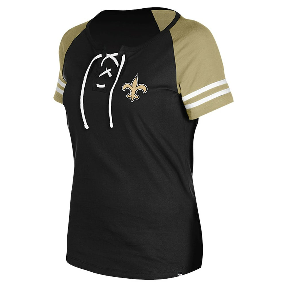 New Orleans Saints New Era Women's Lace-Up Raglan T-Shirt - Black online