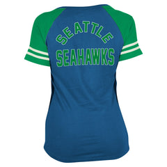 Seattle Seahawks New Era Women's Throwback Lace-Up Raglan T-Shirt - Royal discount