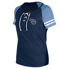 Tennessee Titans New Era Women's Lace-Up Raglan T-Shirt - Navy for sale