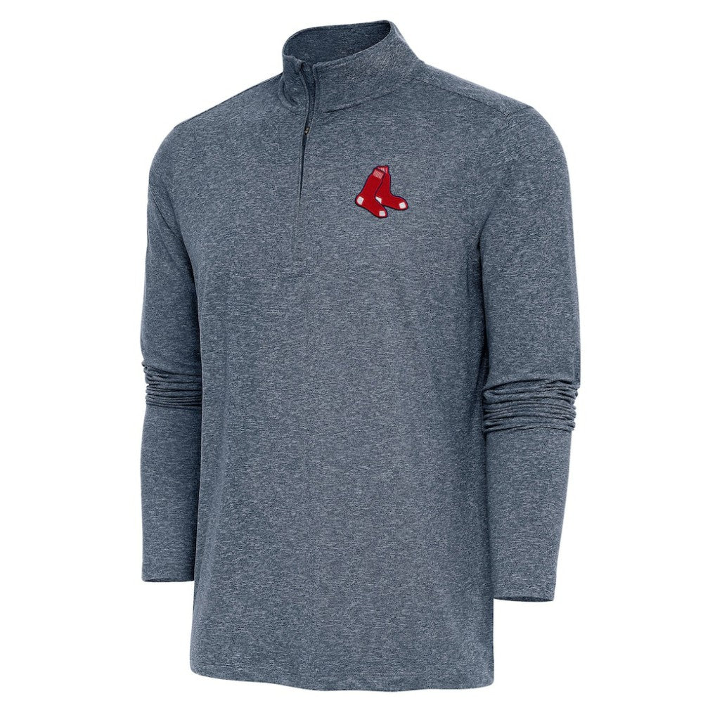 Boston Red Sox Antigua Hunk Quarter-Zip Pullover Top Heather Navy