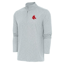 Boston Red Sox Antigua Hunk Quarter-Zip Pullover Top Heather Gray