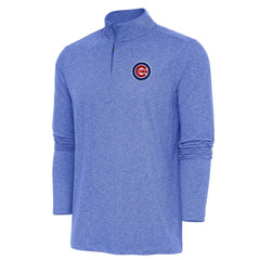 Chicago Cubs Antigua Hunk Quarter-Zip Pullover Top Heather Royal