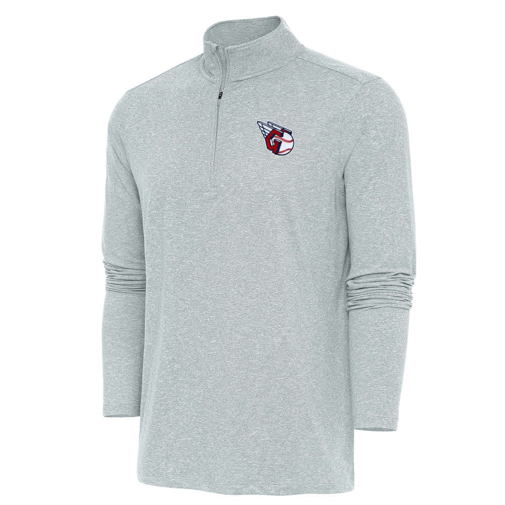 Cleveland Guardians Antigua Hunk Quarter-Zip Pullover Top Heather Gray