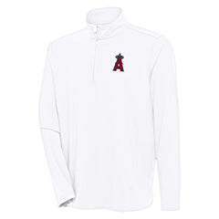Los Angeles Angels Antigua Hunk Quarter-Zip Pullover Top White