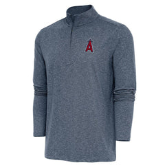 Los Angeles Angels Antigua Hunk Quarter-Zip Pullover Top Heather Navy