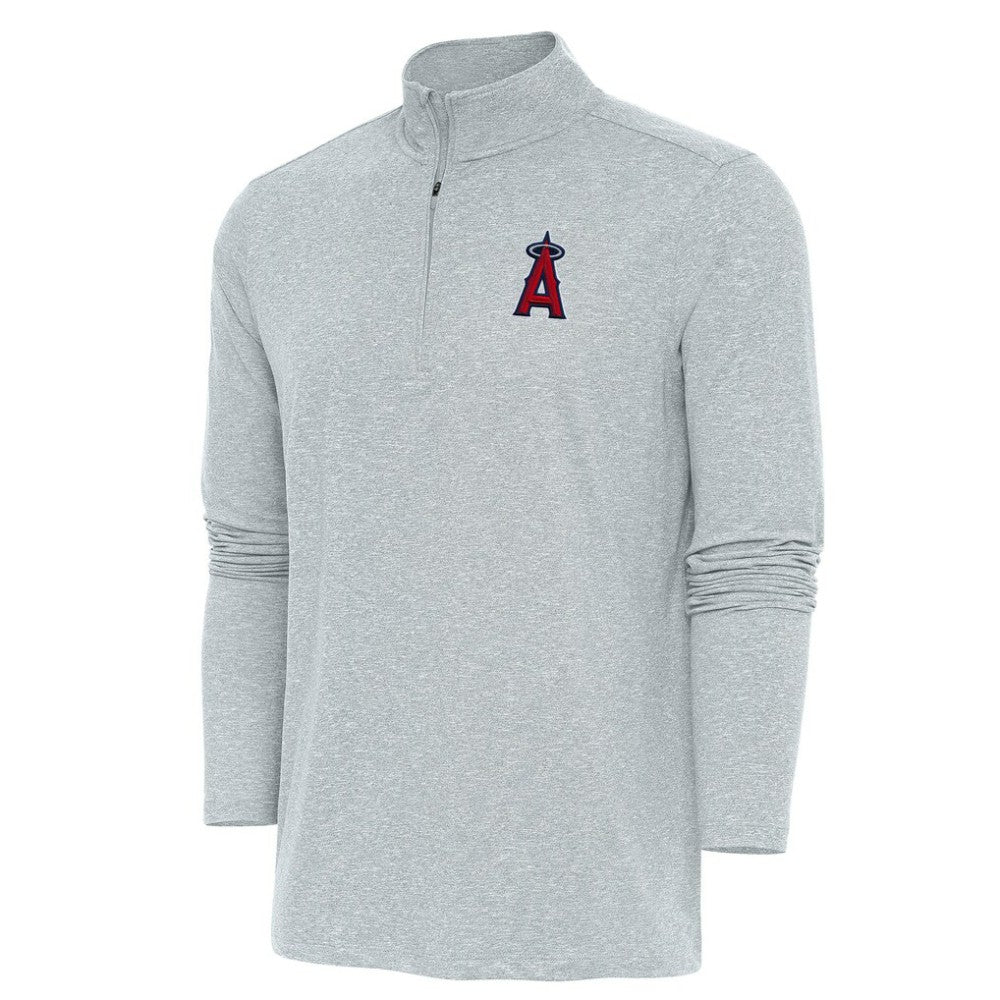 Los Angeles Angels Antigua Hunk Quarter-Zip Pullover Top Heather Gray