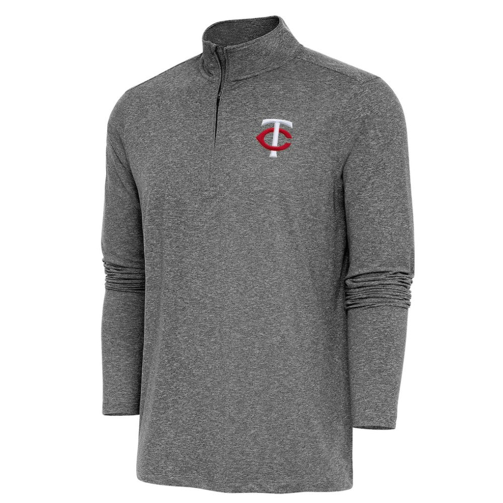 Minnesota Twins Antigua Hunk Quarter-Zip Pullover Top Heather Black