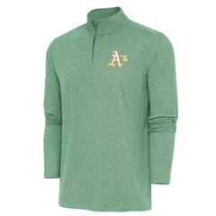 Athletics Antigua Hunk Quarter-Zip Pullover Top Heather Green
