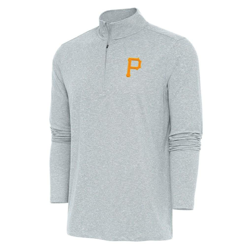 Pittsburgh Pirates Antigua Hunk Quarter-Zip Pullover Top Heather Gray