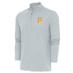 Pittsburgh Pirates Antigua Hunk Quarter-Zip Pullover Top Heather Gray