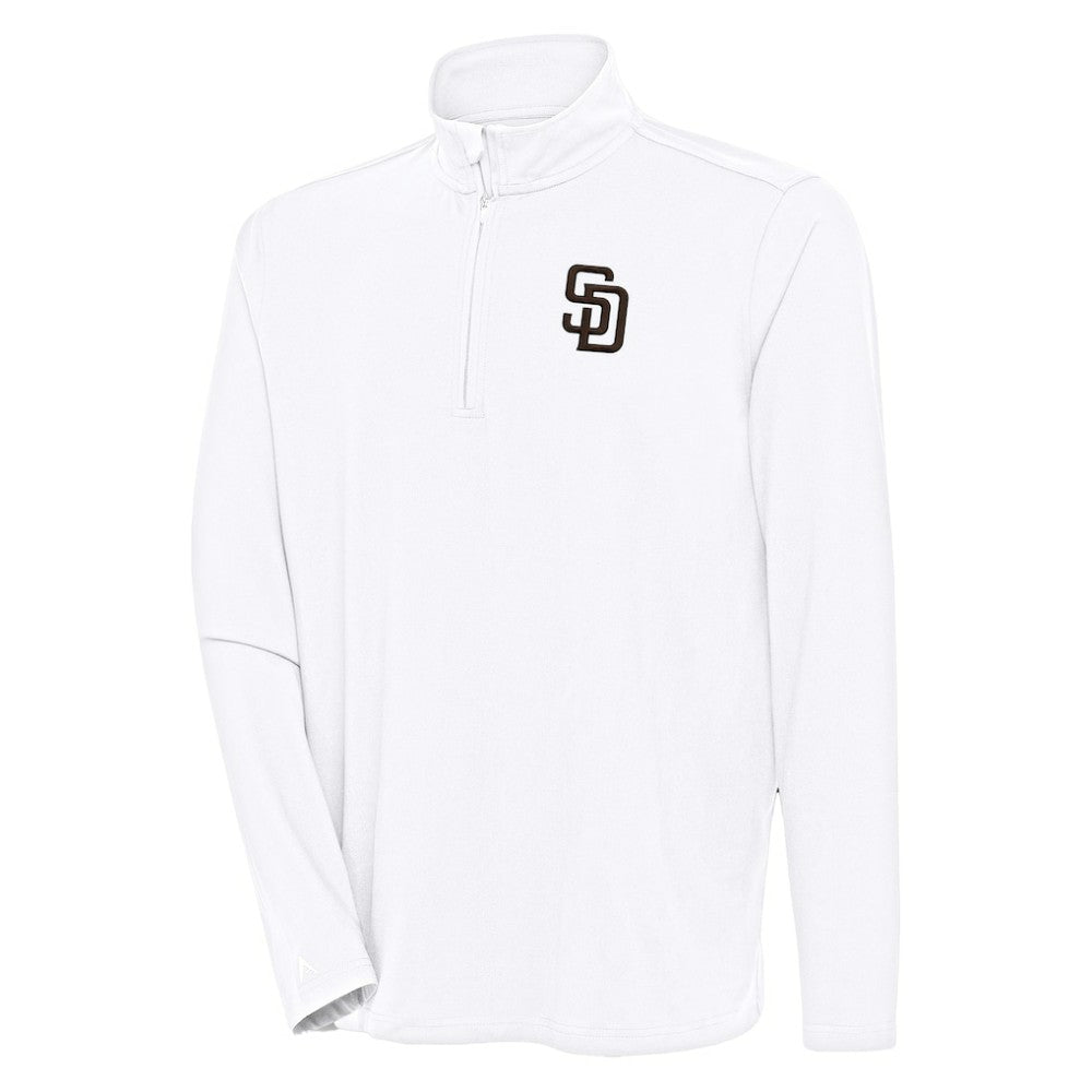 San Diego Padres Antigua Hunk Quarter-Zip Pullover Top White