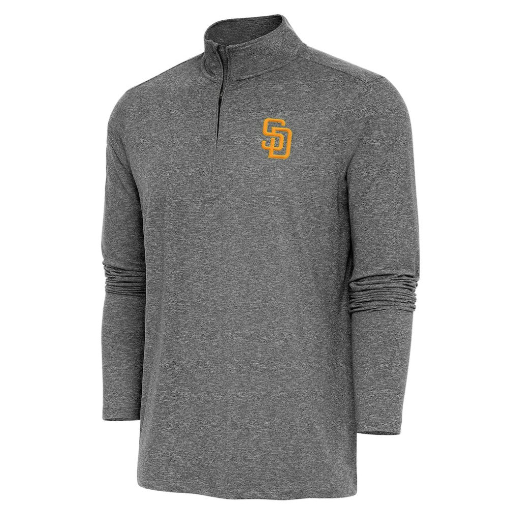 San Diego Padres Antigua Hunk Quarter-Zip Pullover Top Heather Black