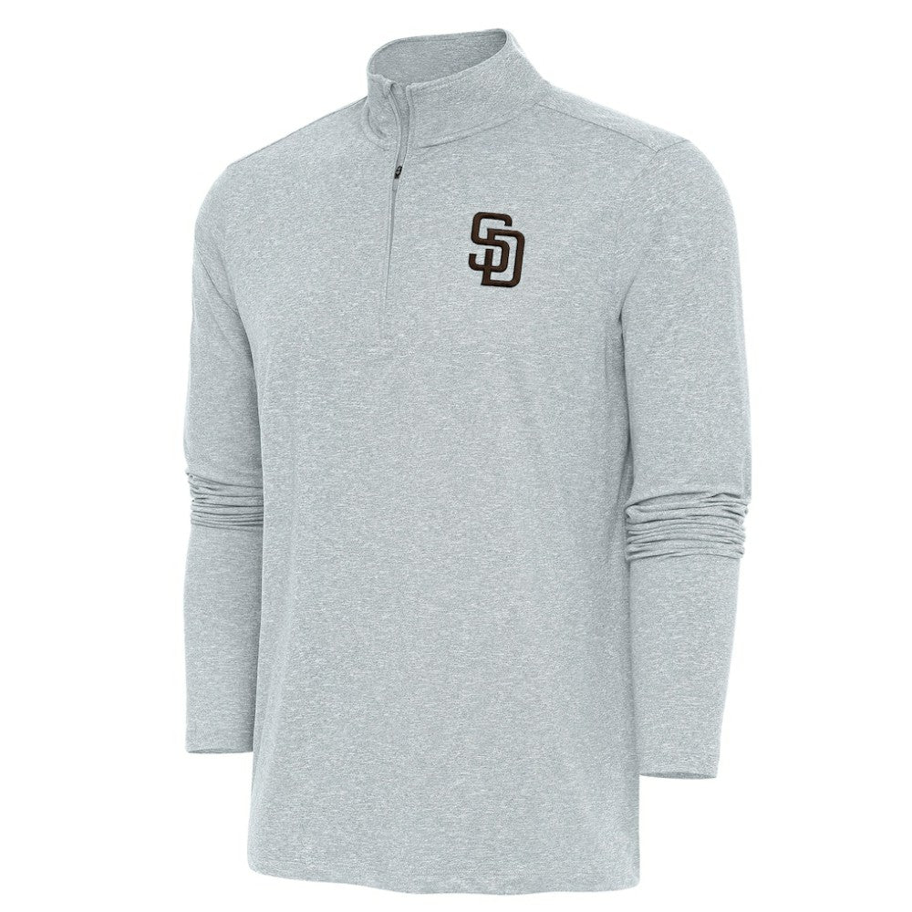 San Diego Padres Antigua Hunk Quarter-Zip Pullover Top Heather Gray
