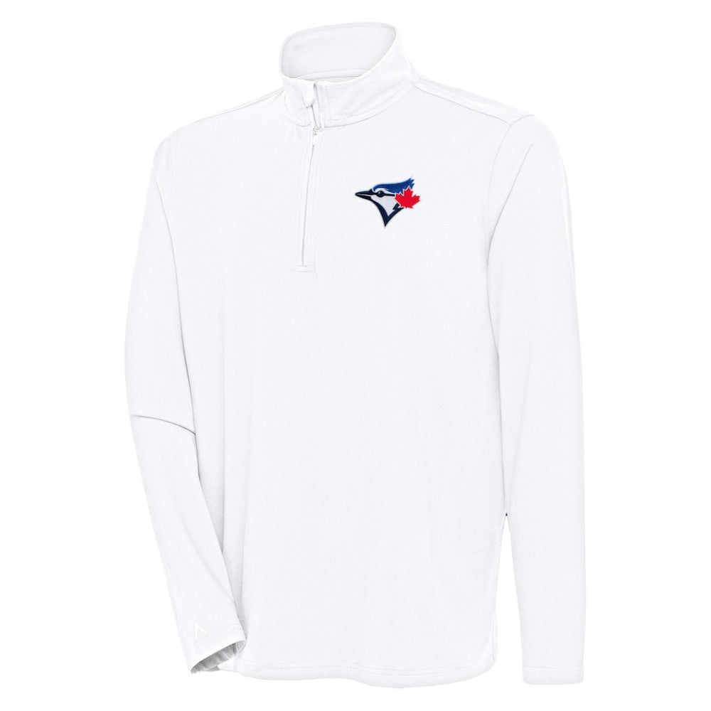 Toronto Blue Jays Antigua Hunk Quarter-Zip Pullover Top White