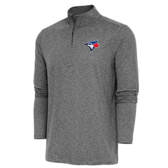 Toronto Blue Jays Antigua Hunk Quarter-Zip Pullover Top Heather Black