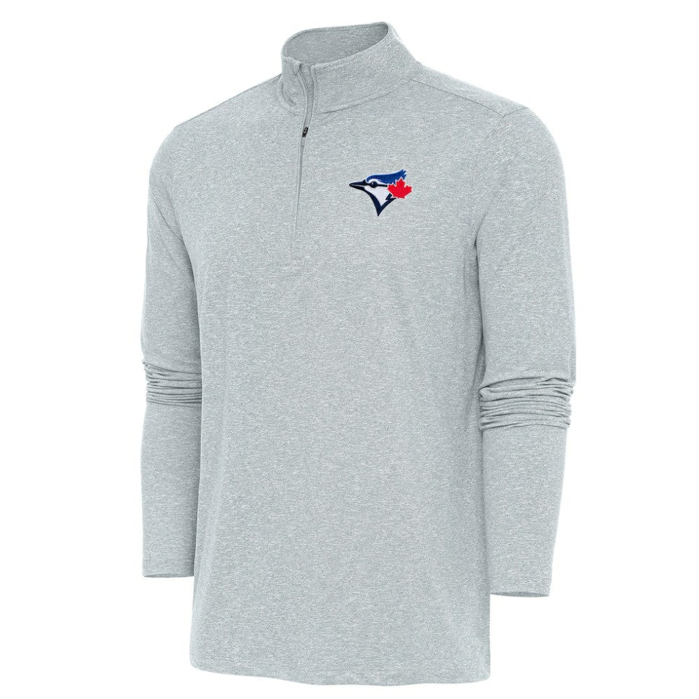 Toronto Blue Jays Antigua Hunk Quarter-Zip Pullover Top Heather Gray