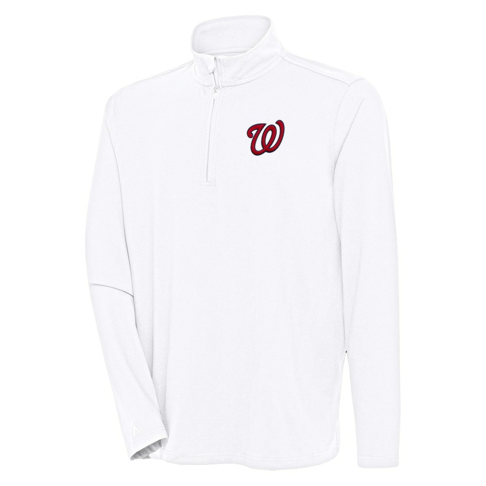 Washington Nationals Antigua Hunk Quarter-Zip Pullover Top White