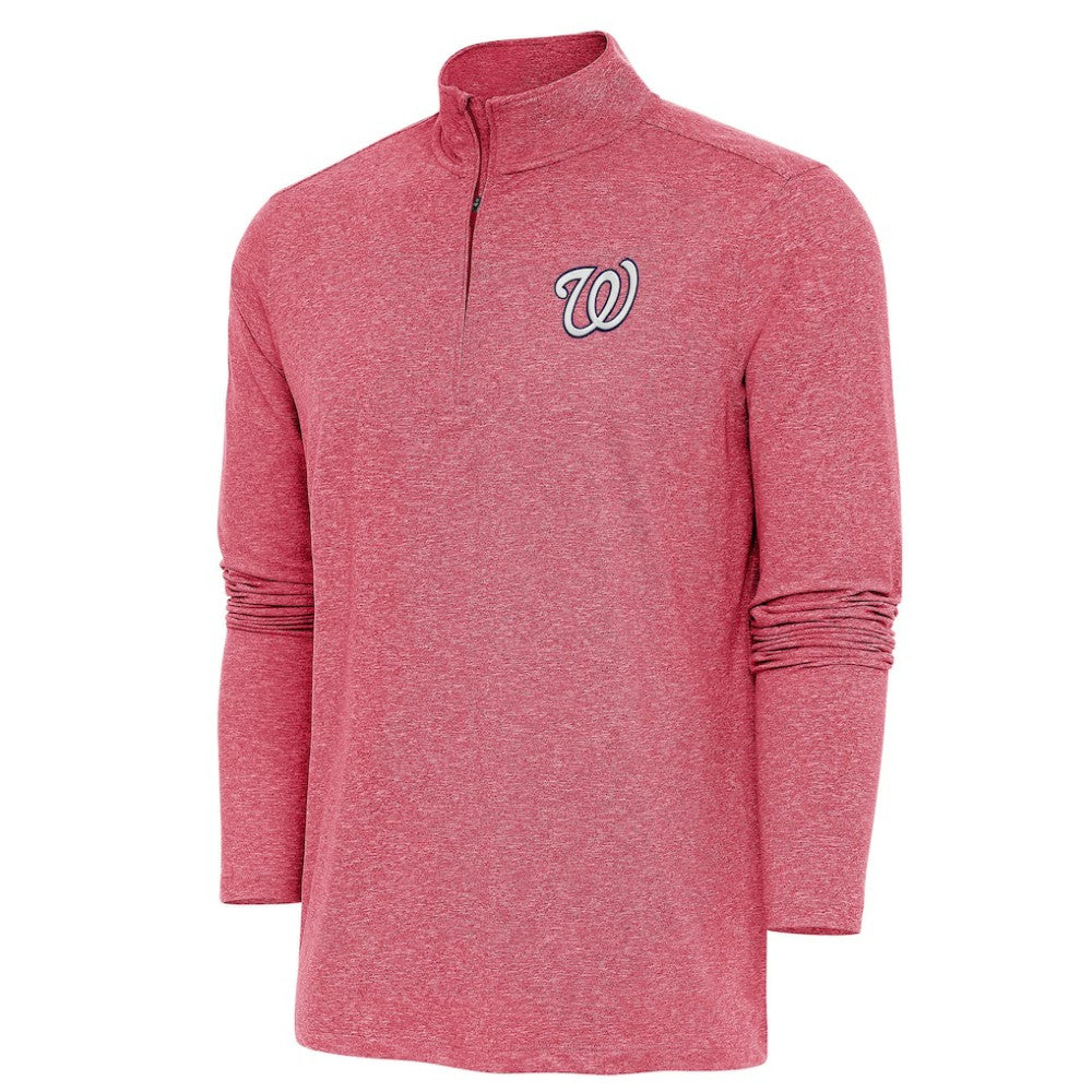 Washington Nationals Antigua Hunk Quarter-Zip Pullover Top Heather Red