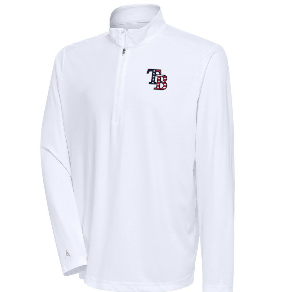 Tampa Bay Rays Antigua Patriotic Tribute Quarter-Zip Pullover Top White