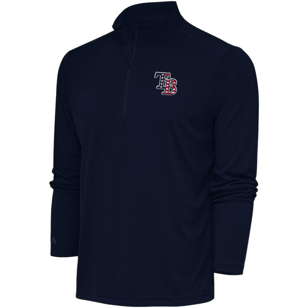 Tampa Bay Rays Antigua Patriotic Tribute Quarter-Zip Pullover Top Navy
