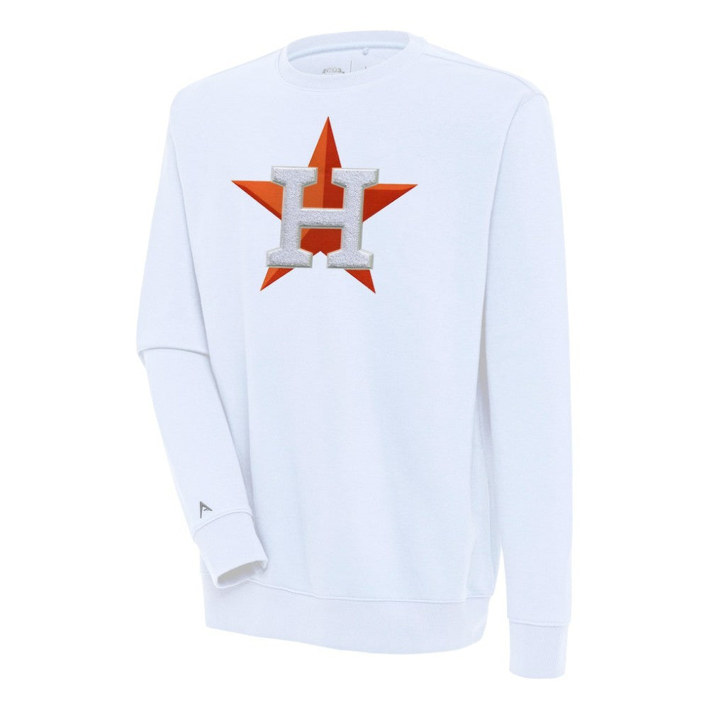 Houston Astros Antigua Victory Crewneck Chenille Pullover Sweatshirt White