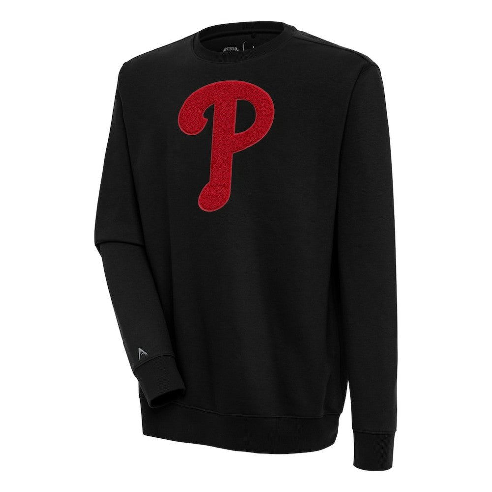 Philadelphia Phillies Antigua Victory Crewneck Chenille Pullover Sweatshirt Black