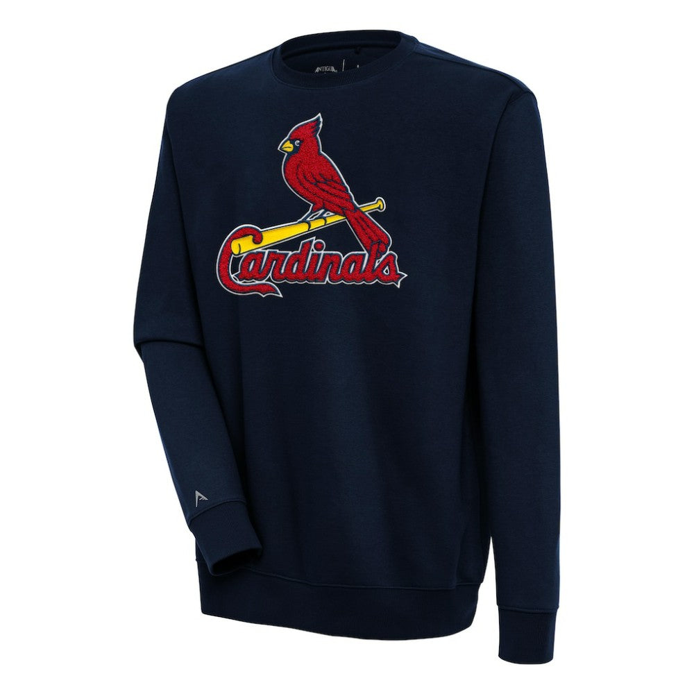 St. Louis Cardinals Antigua Victory Crewneck Chenille Pullover Sweatshirt Navy