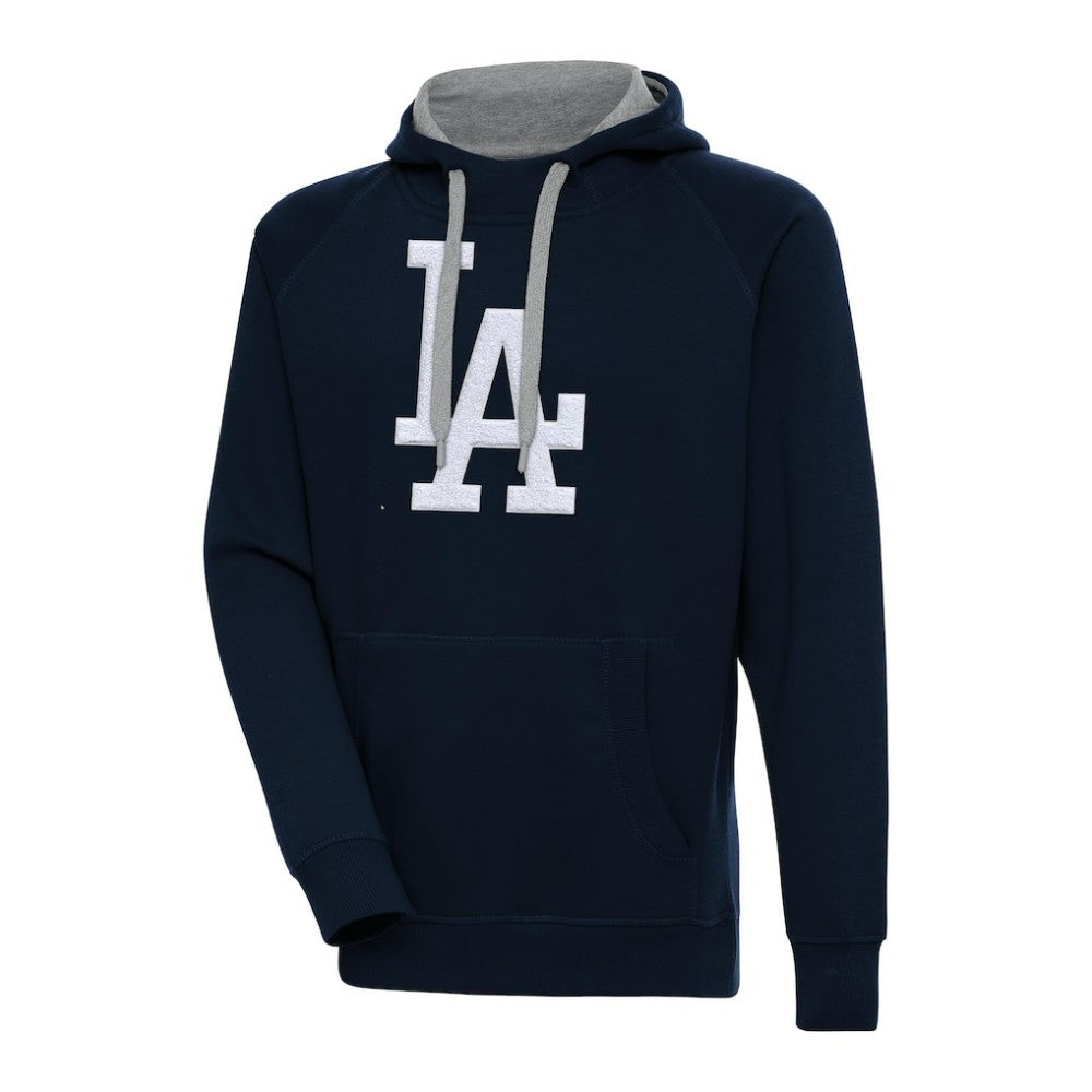 Los Angeles Dodgers Antigua Victory Chenille Pullover Hoodie Navy