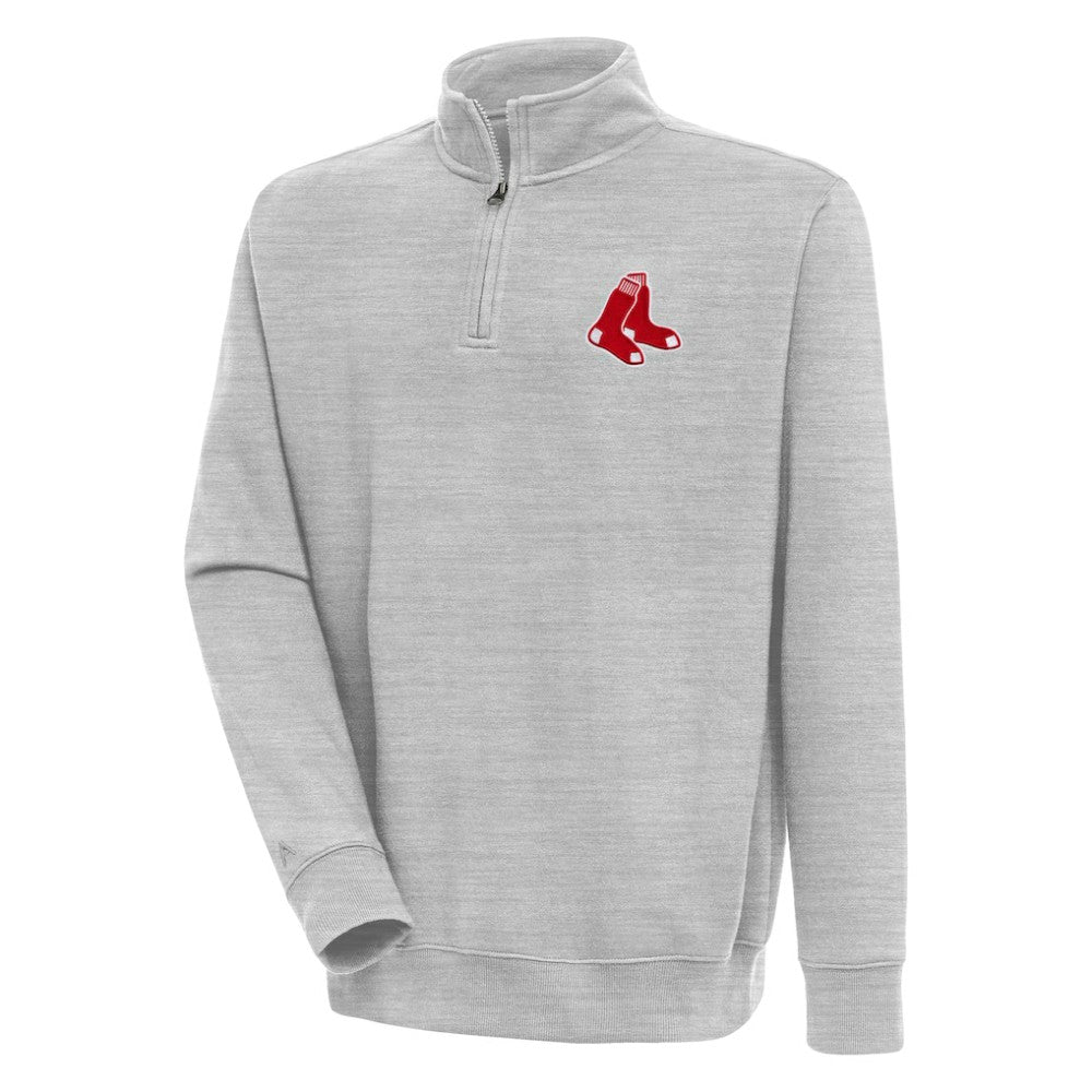 Boston Red Sox Antigua Victory Quarter-Zip Pullover Top Heather Gray
