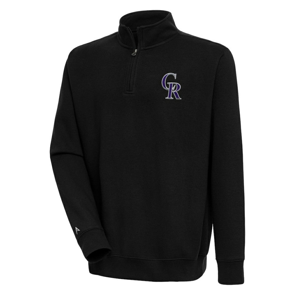 Colorado Rockies Antigua Victory Quarter-Zip Pullover Top Black