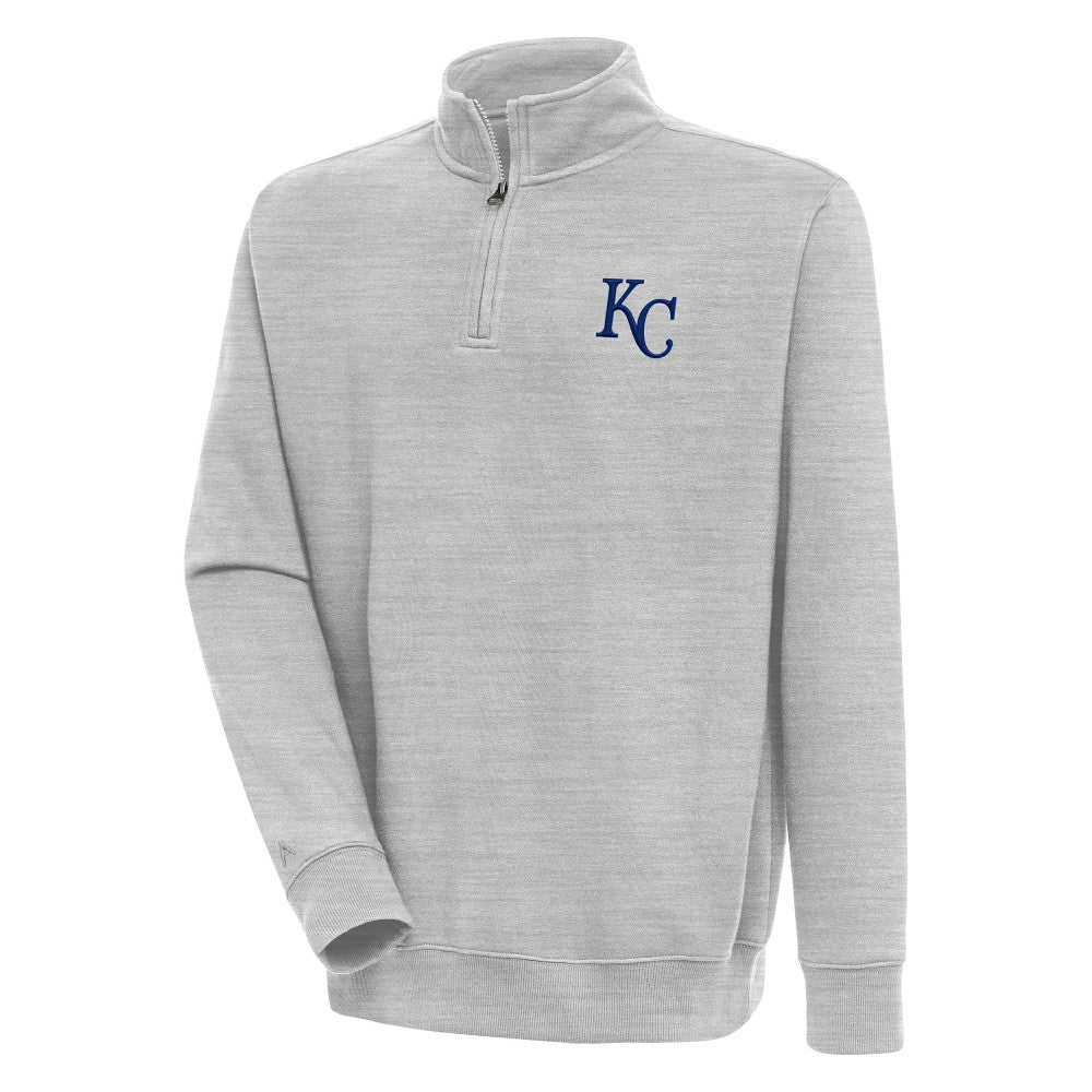 Kansas City Royals Antigua Victory Quarter-Zip Pullover Top Heather Gray