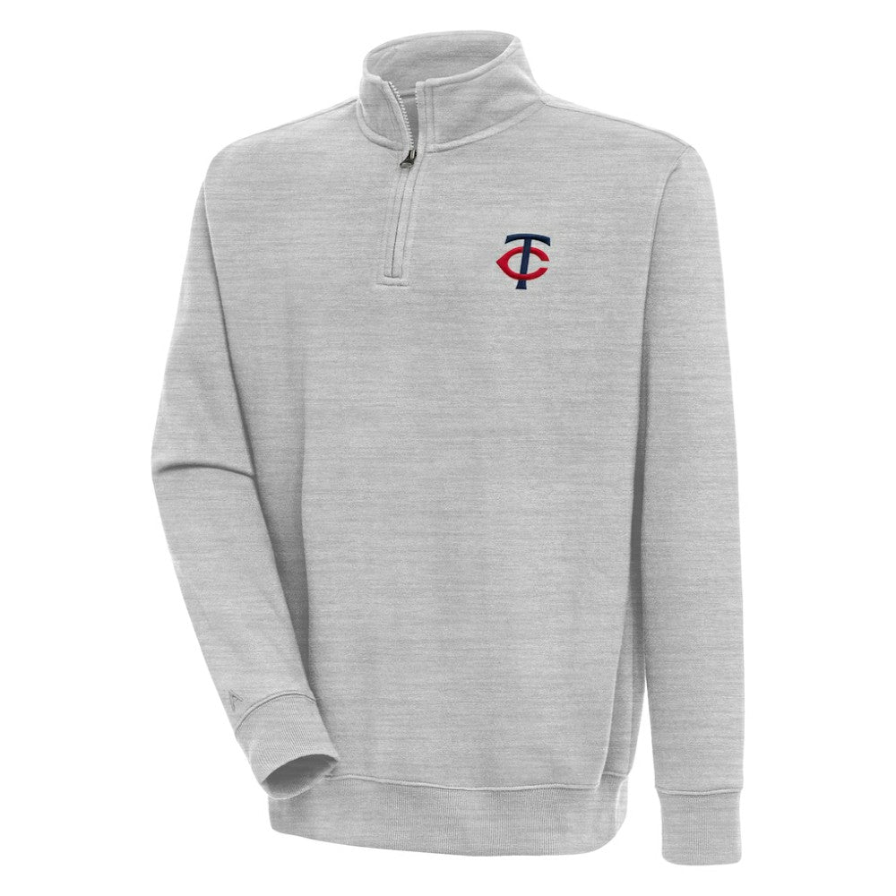 Minnesota Twins Antigua Victory Quarter-Zip Pullover Top Heather Gray