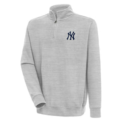 New York Yankees Antigua Victory Quarter-Zip Pullover Top Heather Gray