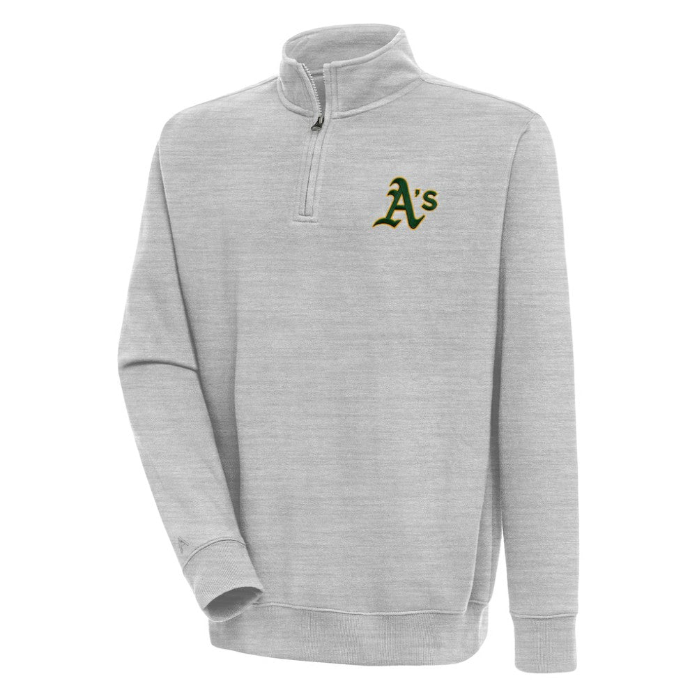Athletics Antigua Victory Quarter-Zip Pullover Top Heather Gray