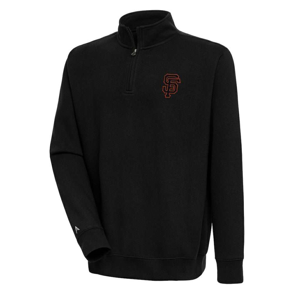 San Francisco Giants Antigua Victory Quarter-Zip Pullover Top Black