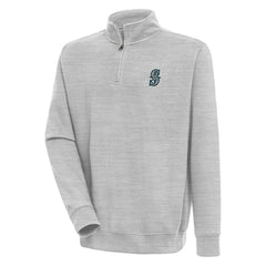 Seattle Mariners Antigua Victory Quarter-Zip Pullover Top Heather Gray