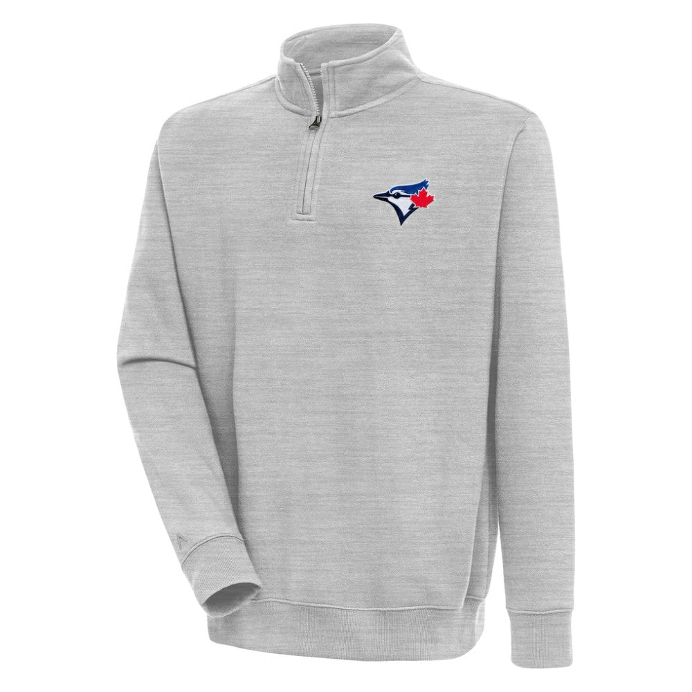 Toronto Blue Jays Antigua Victory Quarter-Zip Pullover Top Heather Gray