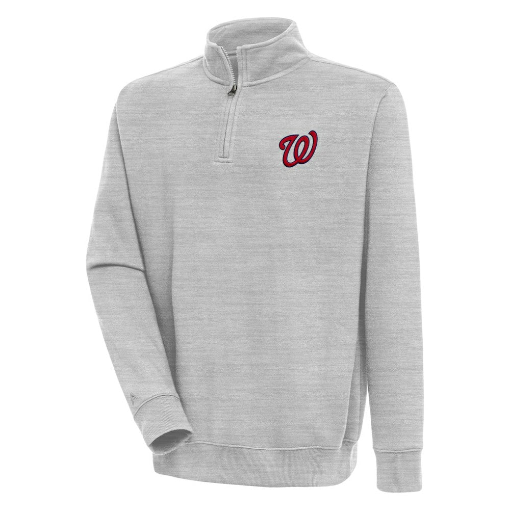 Washington Nationals Antigua Victory Quarter-Zip Pullover Top Heather Gray