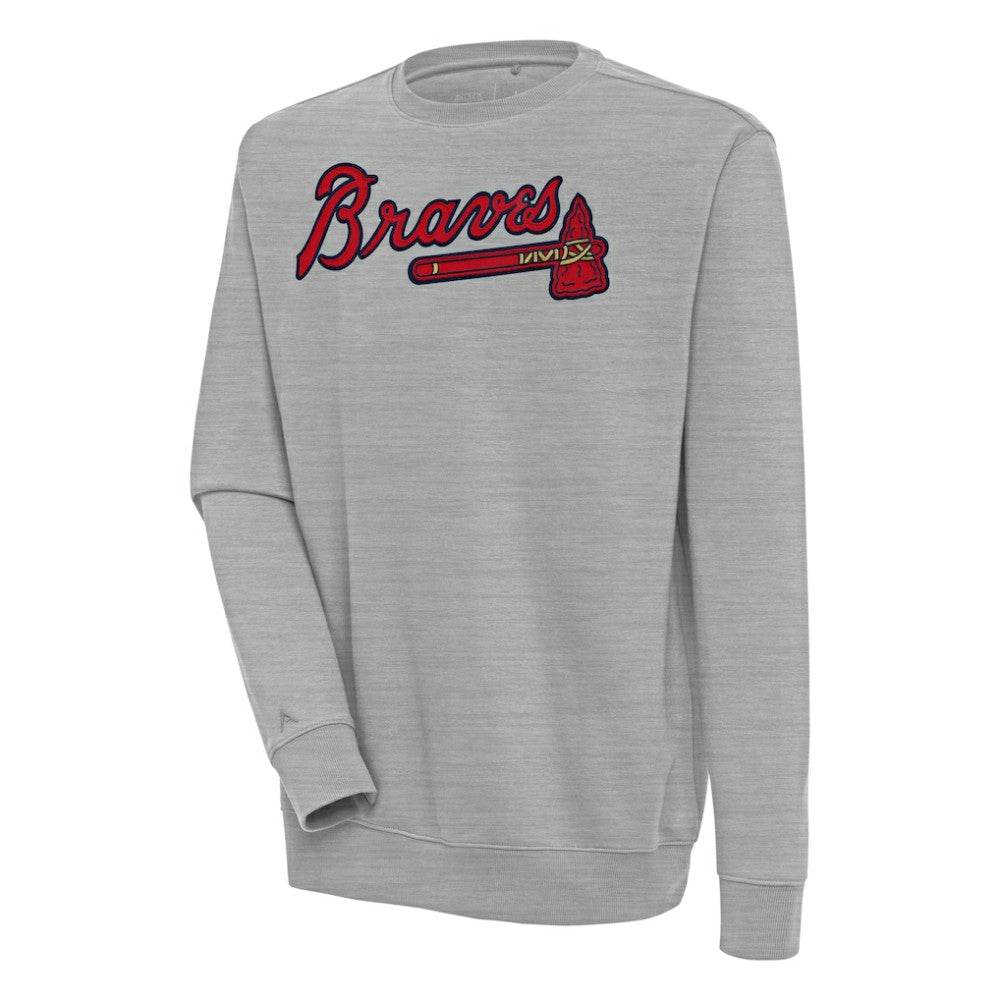 Atlanta Braves Antigua Victory Pullover Sweatshirt Heather Gray