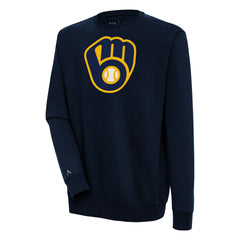 Milwaukee Brewers Antigua Victory Pullover Sweatshirt Navy