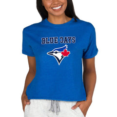 Toronto Blue Jays Concepts Sport Women's Tri-Blend Mainstream Terry Short Sleeve Sweatshirt Top Royal