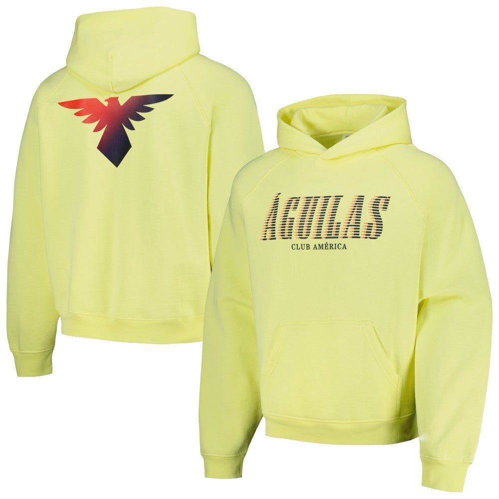 Club America Team Oversized Raglan Pullover Hoodie - Yellow cheap