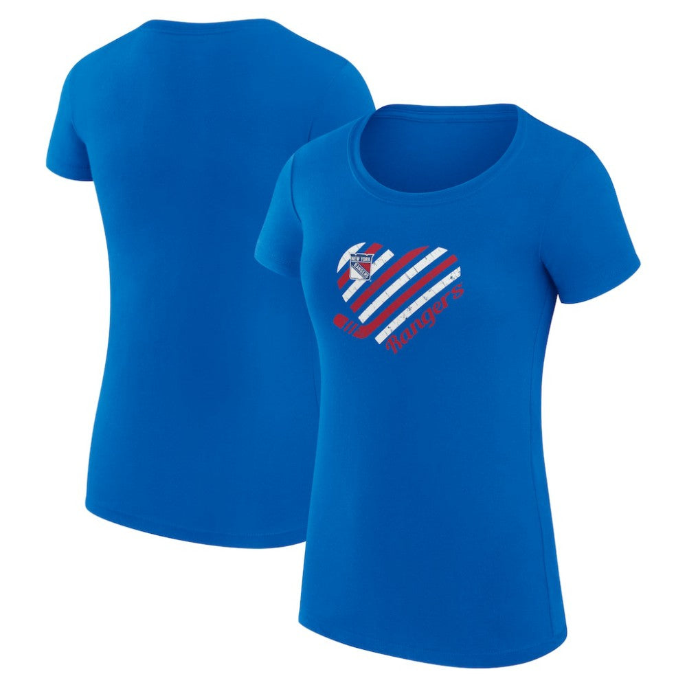 New York Rangers G-III 4Her by Carl Banks Women's Super-Slim Fit Lightweight Heart T-Shirt - Royal T-shirts