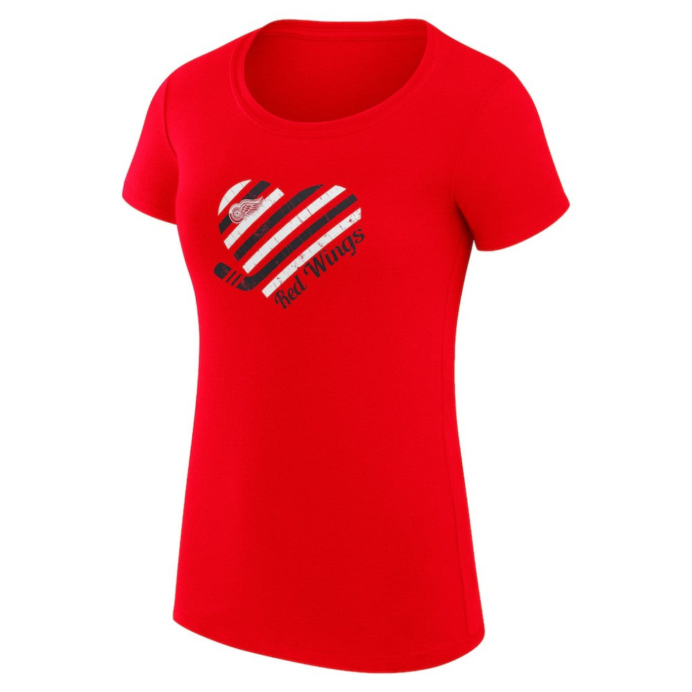 Detroit Red Wings G-III 4Her by Carl Banks Women's Super-Slim Fit Lightweight Heart T-Shirt - Red T-shirts