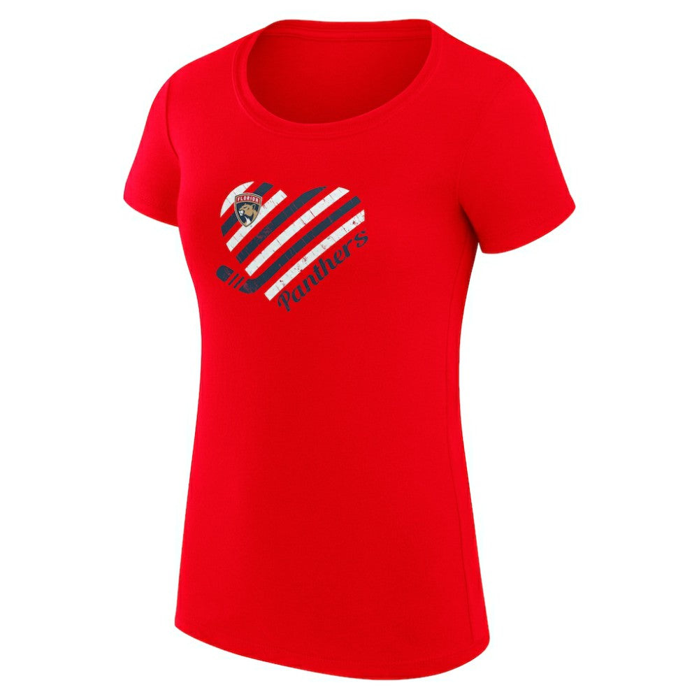 Florida Panthers G-III 4Her by Carl Banks Women's Super-Slim Fit Lightweight Heart T-Shirt - Red T-shirts