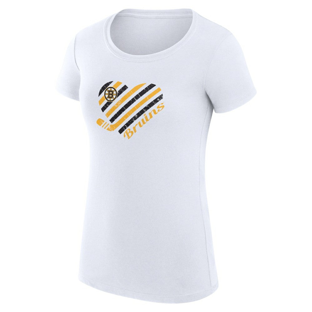 Boston Bruins G-III 4Her by Carl Banks Women's Super-Slim Fit Lightweight Heart T-Shirt - White T-shirts
