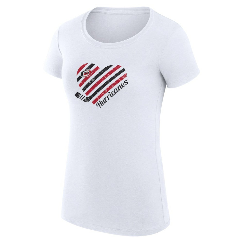 Carolina Hurricanes G-III 4Her by Carl Banks Women's Super-Slim Fit Lightweight Heart T-Shirt - White T-shirts