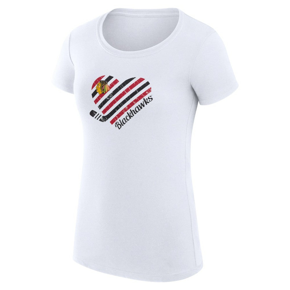 Chicago Blackhawks G-III 4Her by Carl Banks Women's Super-Slim Fit Lightweight Heart T-Shirt - White T-shirts