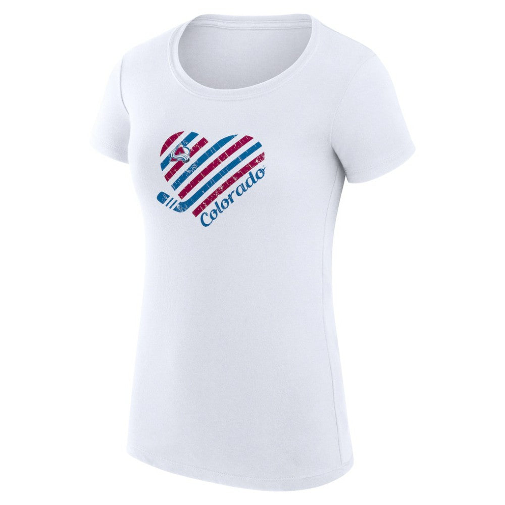 Colorado Avalanche G-III 4Her by Carl Banks Women's Super-Slim Fit Lightweight Heart T-Shirt - White T-shirts