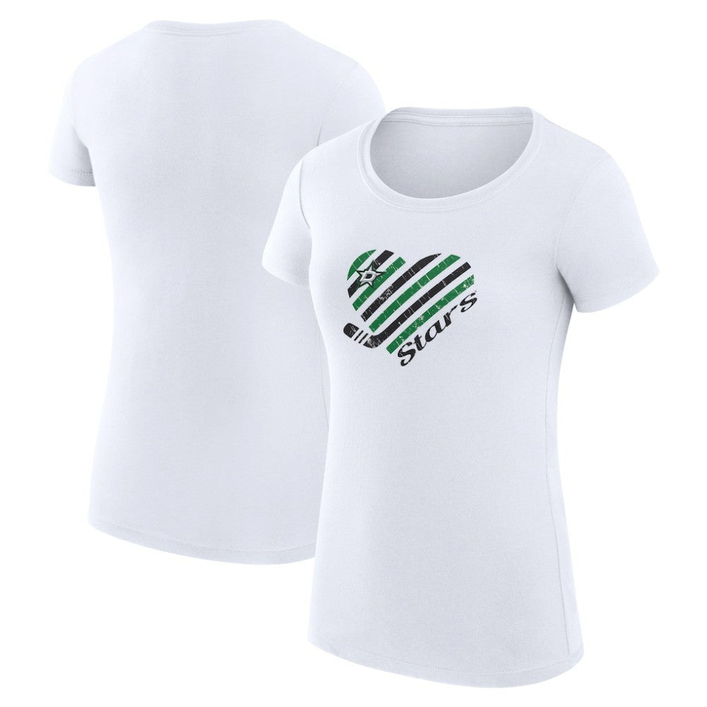 Dallas Stars G-III 4Her by Carl Banks Women's Super-Slim Fit Lightweight Heart T-Shirt - White T-shirts